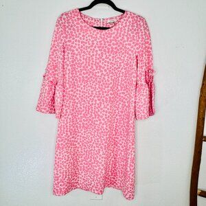 TYLER BOE SYDNEY Pink Cheetah Stretch Flare Sleeve Knit Dress Size M